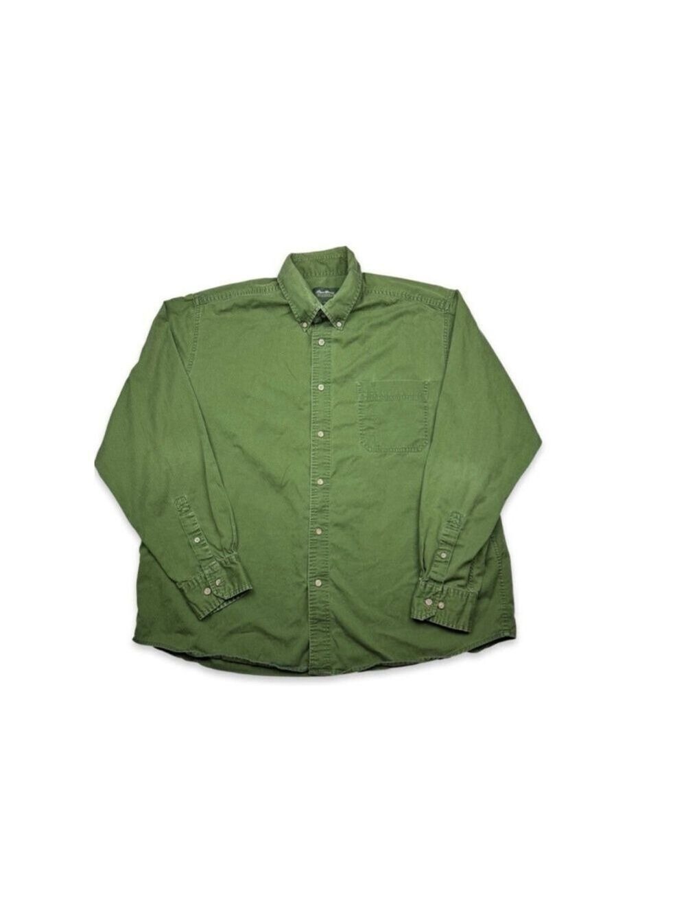 Eddie Bauer Men’s Button Down Shirt Large Long Sleeve Green Outdoor Business